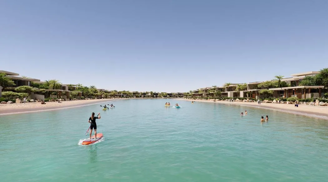 Paddleboarding on the calm turquoise canal